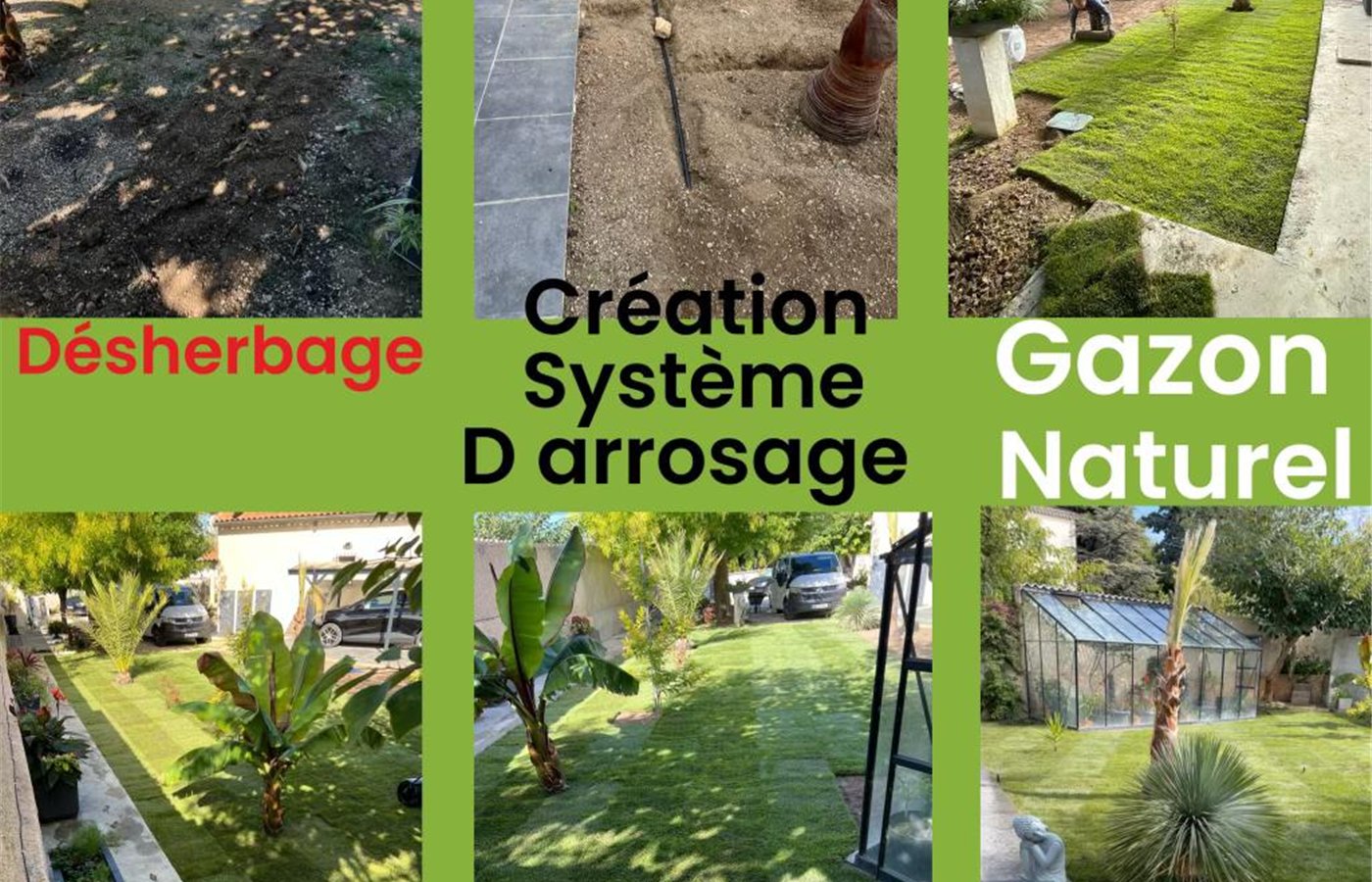 Pelouse naturelle et arrosage enterré — réalisation C-L Jardinage